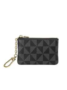 1 pieza Billetera unisex de estilo profesional con cierre de cremallera a cuadros, de gran capacidad y multifuncional, apta para hombres y mujeres, puede contener cosméticos, lápices labiales, tarjetas bancarias, monedas, billetes, llaves, para uso empresarial, casual, de viaje, citas, aniversario, uso diario, estuche portátil para llaves, estilo bohemio