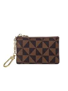 1 pieza Billetera unisex de estilo profesional con cierre de cremallera a cuadros, de gran capacidad y multifuncional, apta para hombres y mujeres, puede contener cosméticos, lápices labiales, tarjetas bancarias, monedas, billetes, llaves, para uso empresarial, casual, de viaje, citas, aniversario, uso diario, estuche portátil para llaves, estilo bohemio