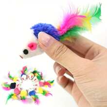 Set de 5 piezas/10 piezas/15 piezas/20 piezas de juguetes de ratón de peluche para gatos para la salud dental - Juego interactivo interior y limpieza de dientes, colores surtidos