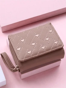 Ladies Wallet Fashion Embroidered Heart Zipper Coin Purse Short Multi-Card Tri-Fold Card Holder For Women Wallet Mini Wallet Purse Wallet Small Wallet - Multicolor - View 4