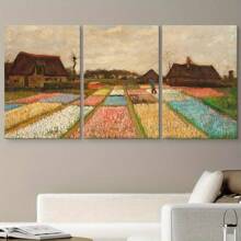 3pcs Set Of Rustic Landscape Canvas Art Prints - Serene Country Scenes, Wooden Framed Wall Decor For Living Room & Bedroom, Perfect For Home And Office