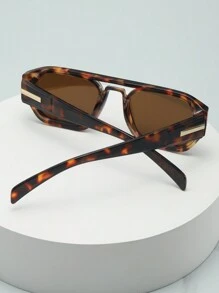 1 件男士复古双桥框架高品质奢华简约时尚眼镜（适合驾驶、旅行、休闲、户外运动、日常使用）适合夏季海滩度假、户外、旅行 - 玳瑁框茶片 - 查看 4