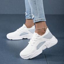 Women's Outdoor Bicolor Soft Bottom Wide Fit Fashion Casual Sports Shoes, Lightweight & , Suitable For Driving