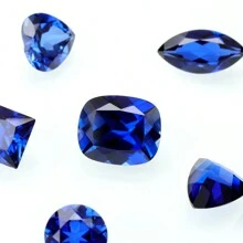 一颗 100% 实验室培育蓝宝石长垫形切割宝石，用于制作吊坠高级珠宝制作材料 DIY - 藍色 - 查看 5