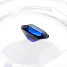 一颗 100% 实验室培育蓝宝石长垫形切割宝石，用于制作吊坠高级珠宝制作材料 DIY - 藍色 - 查看 2