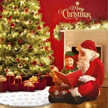 1件35英寸圣诞树裙，人造毛绒白色树裙，另有60/90厘米多种尺寸可选，圣诞装饰蕾丝树底加厚天鹅绒毯，场景装饰，房间家居装饰，节日派对装饰用品，房间装饰，圣诞节，圣诞装饰，冬季圣诞装饰，家居圣诞礼物，圣诞装饰