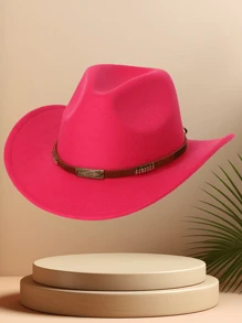 1 szt. Jednolity kolor metaliczny nit kontrastowy kolor kokarda kowbojski kapelusz zachodni unisex na podróże swobodny festiwal jazzowy kapelusz, odpowiedni do codziennego użytku - Wielokolorowe - Zobacz 16