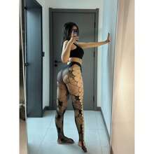 大码多色情趣内衣渔网袜性感火辣过膝连体丝袜音乐节丝袜 - 黑色 - 查看 5