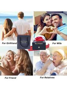 1set Red Rose Gift Box With 925 Sterling Silver Heart-Shaped Pendant Necklace, High-Quality Moissanite Jewelry, Romantic Jewelry Gift, Suitable For Christmas, Valentine's Day, Mother's Day, Perfect Gift For Female Friends, Lovers, Mothers, Wives, Girlfriends, Sisters, Daughters