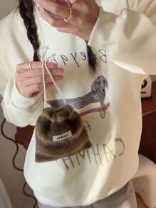 Woolen Storage Bag Small Cloth Bag Lipstick Bag Portable Cosmetic Bag Female Storage Cosmetics Drawstring Bag - Multicolor - View 3