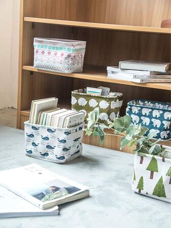 桌面收纳盒清新简约布艺收纳篮杂物收纳盒整理盒杂物盒，田园风收纳杂物收纳篮储物篮布艺整理盒化妆品收纳盒桌面。