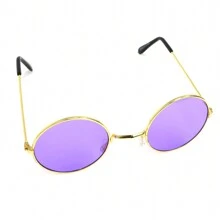 Skeleteen Purple Round Hippie Glasses - Purple 60's Style Hipster Circle Sunglasses - 1 Pair