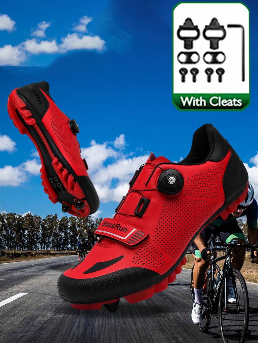 2025 Bestseller, MTB Męskie Profesjonalne Buty Rowerowe, Outdoor Mountain Riding Sports Shoes, Antypoślizgowe I Odporne Na Zużycie, Wygodne, Z Szybką Klamrą Zapadkową Kompatybilne Z Pedałami Systemu SPD, Odpowiednie Do Różnych Środowisk - Burgund - Zobacz 1