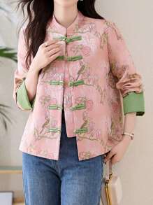 中国新年短款外套，女士龙爪扣旗袍式短款西装外套，轻便、充满文化气息、时尚，适合春秋季节及日常办公穿着。 - 彩色 - 查看 5