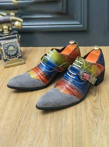 Men's Fashion Oxfords Leather Dress Shoes, Casual Business Formal Wedding Suit Shoes, High-End Groom Attire Shoes With Height Increase - Color Matching - View 7