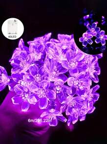 1 件紫色樱花灯串 LED 装饰小夜灯电池盒电源适用于房间、楼梯、生日婚礼装饰四季节日装饰 - 紫色 - 查看 7