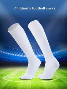 1 Pair Children Solid Color Long Tube Sports Socks, Non-Slip Thickened Terry Sole Football Socks, Absorbent Comfortable Breathable Socks, Suitable For Boys And Girls Basketball, Football Training, Running, Outdoor Activities - Multicolor - View 7