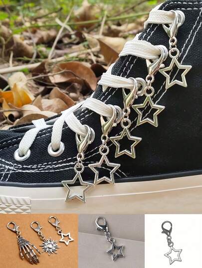 1pc Stainless Steel Star Charms For Shoes - Vintage Style Shoe Clip Accessories,Shoes Metal Punk Star Shoe Buckle Accessories Mobile Phone Chain Diy Jewelry Accessories Shoe Accessories Decorations