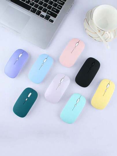 1 pieza Ratón inalámbrico silencioso de plástico con color macarrón, compatible con iPad y portátil (la batería no está incluida)