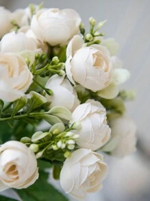 1 Stück künstlicher Rosenstrauß, geeignet für Hochzeiten, Zuhause, Restaurants, Schlafzimmer, Vasen Dekoration, Feiertage, Geburtstagsfeiern, Hochzeitsdekoration, Blumen, Valentinstag Geschenke, Neujahr DIY Material, Abschlussfeierlichkeiten usw. - Weißer Teebeutel - Übersicht 5