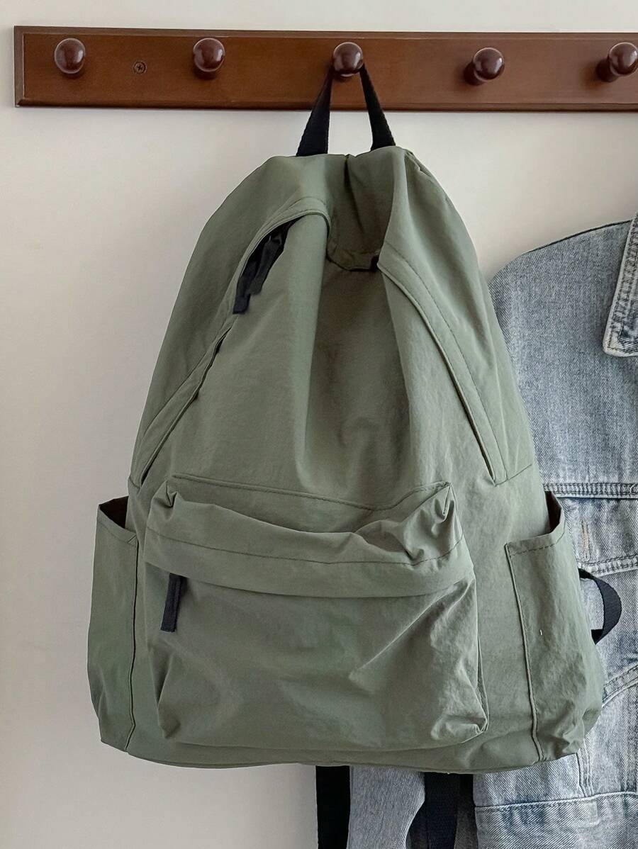 大容量纯色背包 - 綠色 - 查看 1