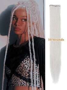 24 英寸合成辫子接发 10 股嬉皮士单头辫子渐变金色 0.6 厘米宽接发雷鬼风格钩针头发适合女性圣诞节新年狂欢音乐节 - 彩色 - 查看 14