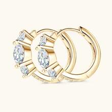 XUJIA 1 Pair 925 Sterling Silver 5mm&3mm&1mm Round Moissanite Earrings Women's Fashion Simple Earrings Christmas Jewelry Classic Style Elegant And Temperamental Halloween Party With Jewelry For Girlfriend Gift Wedding Anniversary Gift Comes With 1pc Moissanite GRA Certificate - EMO-429 - View 5