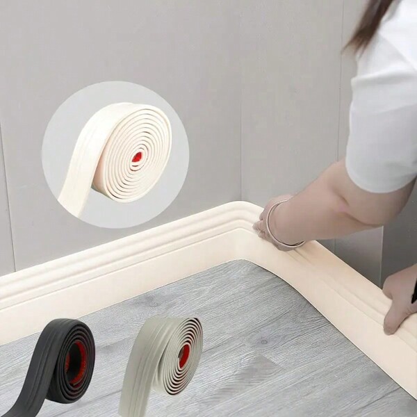 1 rol 78,74 inch flexibele plintlijst, plintlijst, zelfklevende, zelfklevende schuimbasis, geschikt voor tv-achtergrondrand in de woonkamer, eenvoudig aan te brengen decoratieve vloerstickers