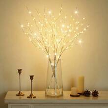 1pc 50 LED Copper Wire Birch Branch Lights, Fake Tree Branch Lights, Creative Tree Branch Decoration Suitable For House, Bedroom, Fireplace, Indoor Decor, Desk Decor, Decorative Lights, Christmas Decoration, Battery Powered, Batteries Not Included