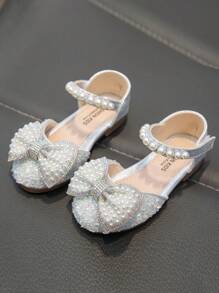 Kids' Flat Shoes Cute Rhinestone Butterfly Shiny - Silver - View 2