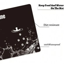 个性化狗猫食垫 PU底部防滑狗碗垫 狗食水垫 定制宠物狗食垫 地板防水 - 黑色 - 查看 5