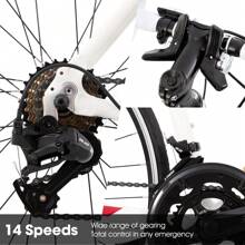 HILAND Alliance1.0 700C Road Bike With 14 Professional Gears For Men & Women, 28 Inch Adult City Commuter Bike With Aluminum Frame & Caliper Brakes, White/Black - 白色 - 查看 3
