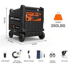 AIVOLT 8000 Watts Dual Fuel Portable Inverter Generator Super Quiet Gas Propane Powered Electric Start Outdoor Generator For Home Back Up Travel RV Camping, 50 State Approved - 10000 瓦雙燃料 - 查看 8