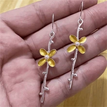1 paire de boucles d'oreilles vintage bohèmes à fleurs longues, bijoux de mode charmants, cadeau pour les femmes, Saint-Valentin