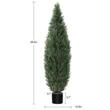 2 Piezas Árboles Artificiales Decorativos de Enebro de 3/5 pies, Árboles Artificiales de Boj, Arbustos Falsos con Protección UV para Exterior, Árboles Falsos de Ciprés Realistas Perennes para Decoración del Hogar y Porche, Marca Danolapsi - 2 piezas 5 pies - Ver 3