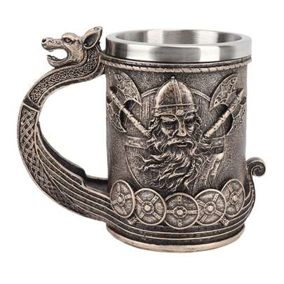 Taza de Cerveza para Hombre, Taza Viking Café de Mug Taza de Acero Inoxidable,para Decoración Gótica del Día del Padre