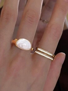 1/6pcs Fashionable Vintage Luxury Niche Design Ins Style High-Quality Diamond & Emerald Adjustable Open Ring, Suitable For Women's Daily Wear, Evening Gala, Photo Shoots, Great Gift For Family & Friends