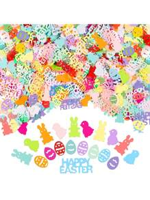 200 件/500 件复活节餐桌装饰复活节快乐彩蛋兔子五彩纸屑兔子纸抛派对套装 - 彩色 - 查看 5