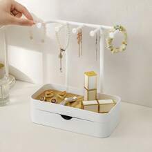 Jewelry Organizer Stand, Necklaces Holder With Wooden Tray, Necklace Display Stand Jewelry Storage Hooks For Necklace, Bracelets, Earrings, Ring, Keys, Watches Sun Travel Cool Back To School