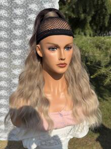 22 Inch Ombre Clip-In Ponytail Hair Extensions, Wrap Around Long Wavy Ponytail Synthetic Wigs, Heat Resistant Fiber For Girls And Women Daily Use - Ombre - View 6