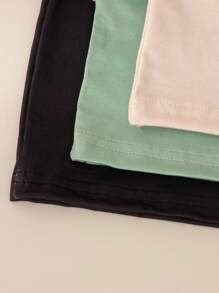 3pcs Girls Casual Floral Print Short Sleeve Round Neck T-Shirts, Summer - Multicolor - View 5