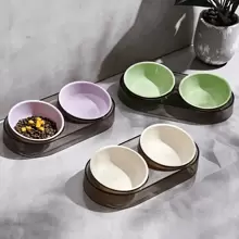 高架双碗宠物喂食器 - 塑料高架宠物食品和水碗，带防滑底座，倾斜设计方便喂食，适合猫和小型犬 - 彩色 - 查看 10