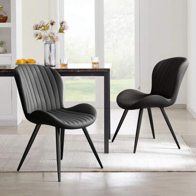 Nalupatio Modern Dining Chairs Set Of 2, Upholstered Kitchen Dinner Chair Fabric And Curved Backrest Kitchen Chairs