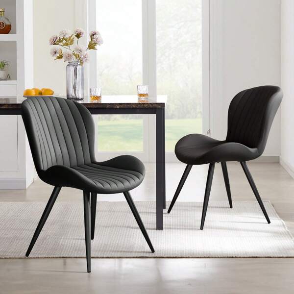 Nalupatio Modern Dining Chairs Set Of 2, Upholstered Kitchen Dinner Chair Fabric And Curved Backrest Kitchen Chairs
