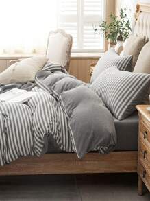 CAQQA 2/3-Pieces Turkish Cotton Woven Duvet Cover Set | Duvet Cover And Pillowcase, Modern Bedding For Bedroom, 150*200 Cm, 200*200 Cm, 200*220 Cm, 220*240 Cm - Dark Grey - View 3