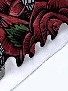 1pc Rose Skull Pattern Microfiber Super Absorbent Beach Towel, Extra Large Beach Blanket Suitable For Travel, Swimming Pool, Diving, Surfing, Yoga, Camping, Available In Adult And Sizes, Beach Accessories Summer,Holiday Bathroom Decor Beach Essentials