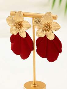 1 par de aretes de flor de oro con cristales de estrás en estampado de leopardo, personalizados, adecuados para mujer en calle, citas, bodas, fiestas y uso diario