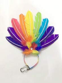 1pc Carnival Feather Headpiece Dance Headpiece Exaggerated Atmospheric Multicolor Feather Headpiece - Multicolor - View 6