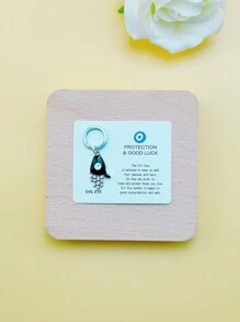 1pc Handmade Mini Zinc Alloy Enameled Hand Keychain, Lucky Eye Cute Keyring - Multicolor - View 4