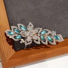 1pc Floral Hairpin With Springs, Rhinestone Elegant Vintage Inspired Hair Clip, Romantic Half-Up Hair Accessory For Women, Suitable For Everyday And Special Occasions Home Bathroom Decor